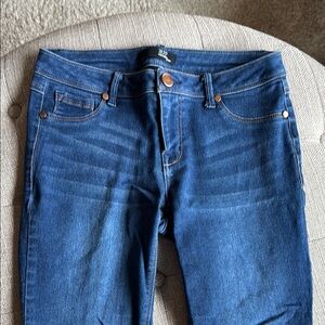 Blue Skinny Jeans with Faded Details